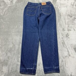 Vtg Levis Jeans Womens 16 Blue Tapered Leg 16501-0115 USA Denim Button Fly Logo